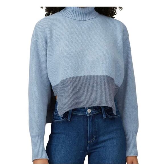 Cedric Charlier Blue Ombré Wool Button Styled Turtleneck Sweater size 4 - Picture 1 of 10